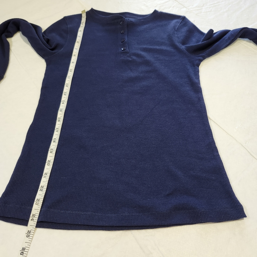 Rosio Deep Blue Long Sleeve Henley Top - Picture 5 of 9